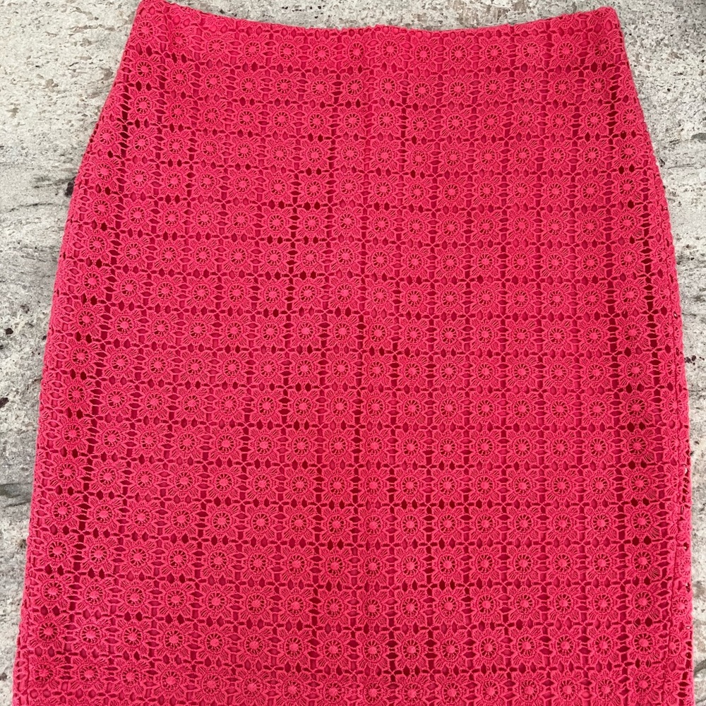 Ann Taylor Pink Eyelet Pencil Skirt